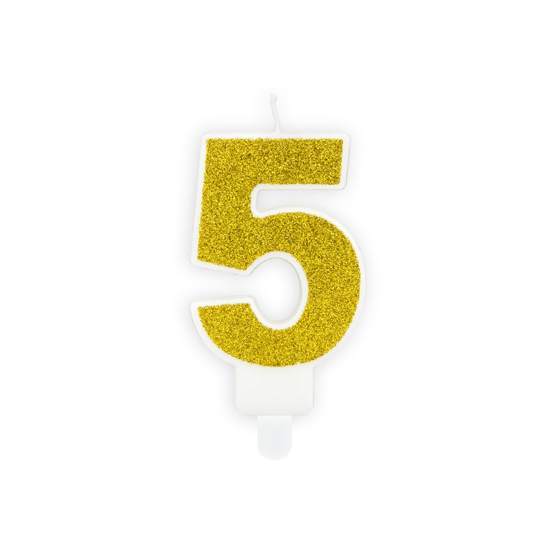 Geburtstagskerze 7 cm – Zahl 5 goldfarben