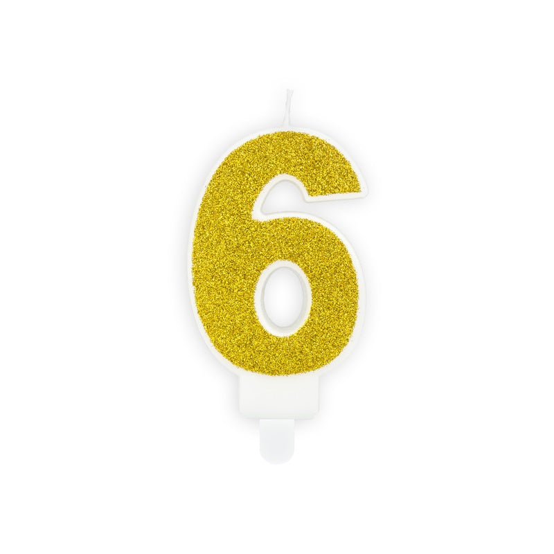 Geburtstagskerze 7 cm – Zahl 6 goldfarben