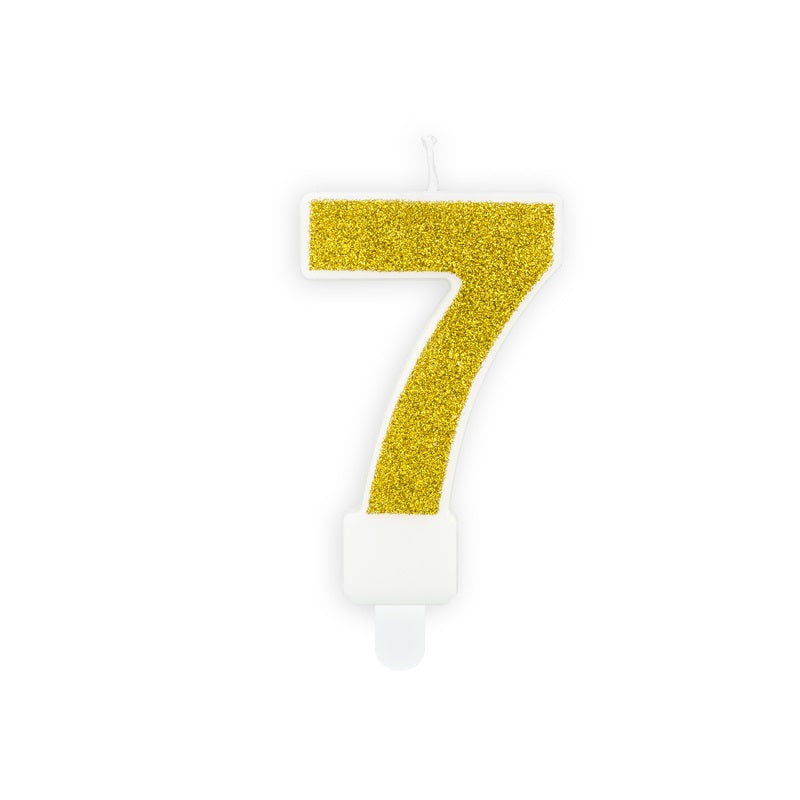 Geburtstagskerze 7 cm – Zahl 7 goldfarben