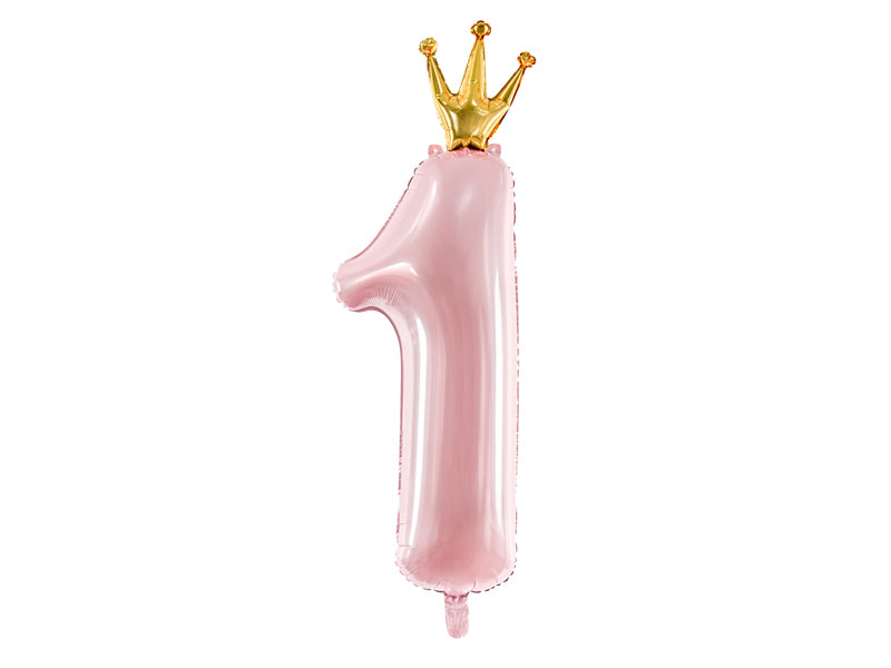 Folienballon 30 x 90 cm – Zahl 1 hellrosa