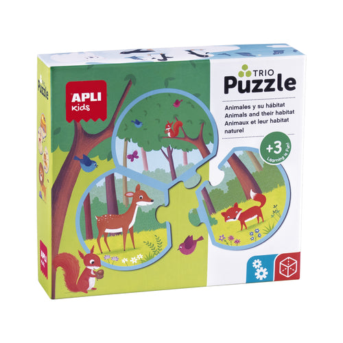 Dreiteiliges Puzzle – Tiere und ihre Umgebung 3+ - tablude.com