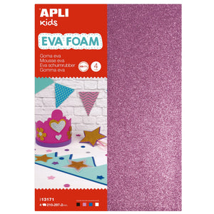EVA-Schaumstoff in A4-Bögen – BROKAT WH, BK, PNK, BL 4 Stück - tablude.com