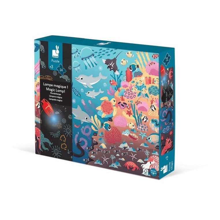 Leuchtendes Puzzle mit Mini-UV-Lampe – Ozean 24 Teile 3+ - tablude.com