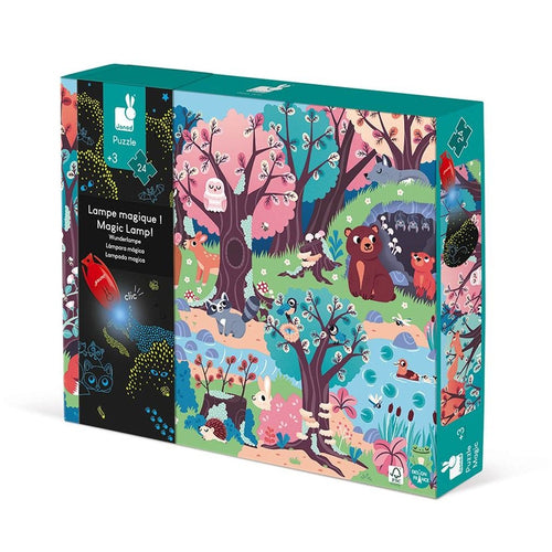 Leuchtendes Puzzle mit Mini-UV-Lampe – Wald 24 Teile 3+ - tablude.com