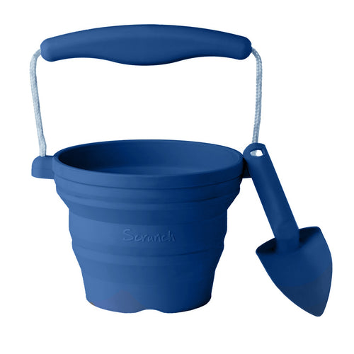 Mini-Silikoneimer mit Schaufel – Dunkeblau - tablude.com