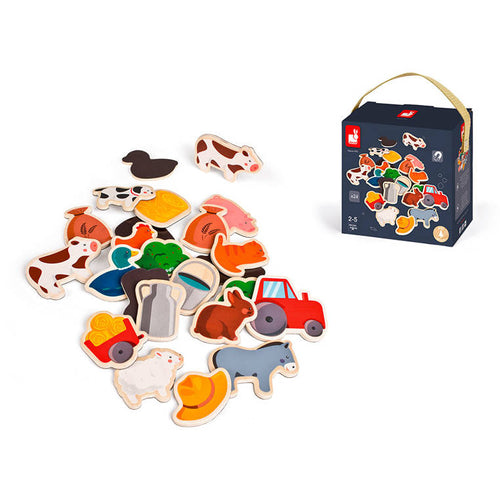Magnesy drewniane Janod 24 sztuki - Farma - tablude.com
