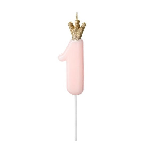 Geburtstagskerze 9,5 cm – Zahl 1 hellrosa