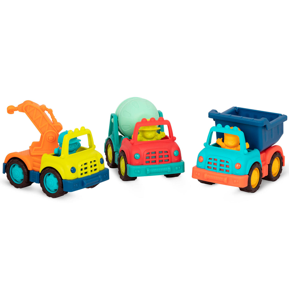 Set mit drei kleinen Baufahrzeugen mit Fahrer – Wonder Wheels - tablude.com
