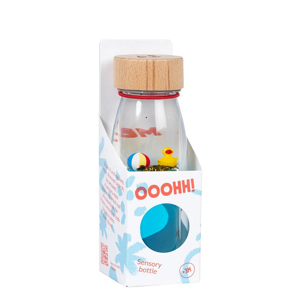 Petit Boum Sensorikflasche für Kinder mit bunten Elementen zur Förderung der Sinne