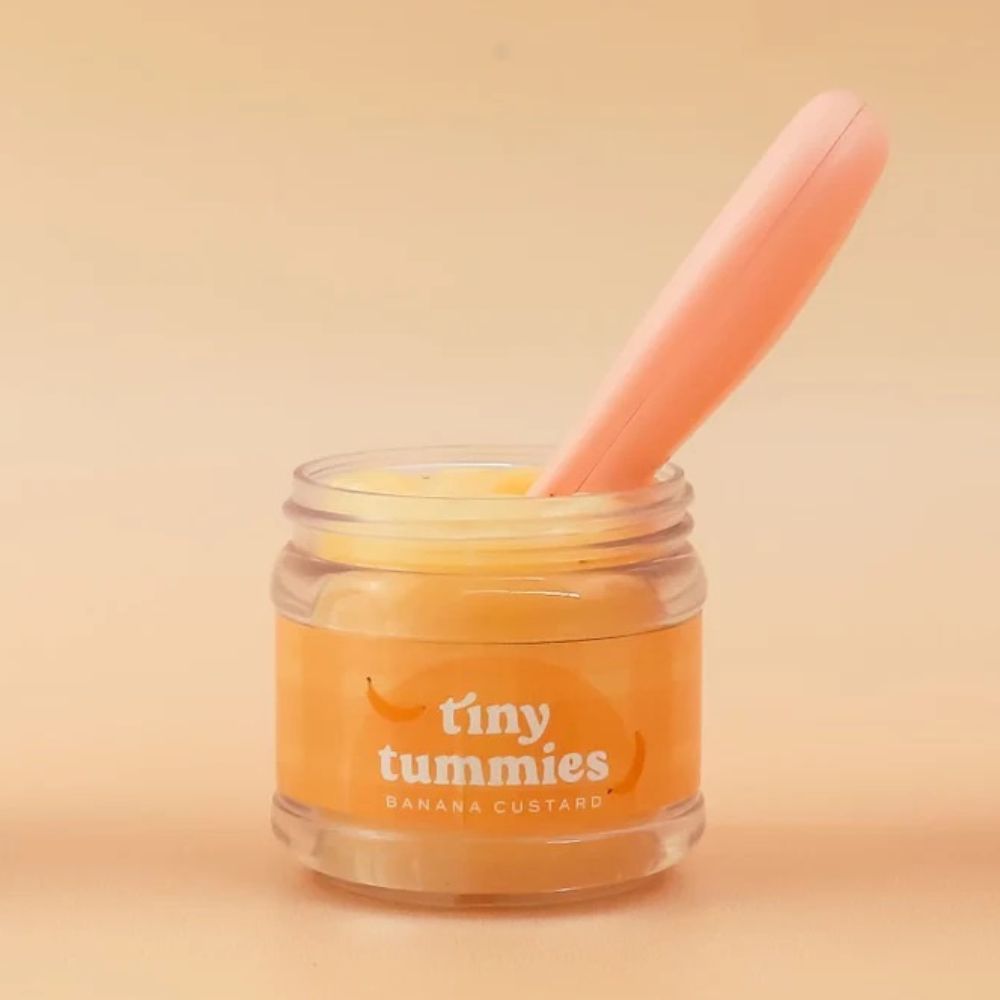 Tiny Harlow Puppen Fütterungsset mit Löffel und einem Glas mit Bananenpudding für Spielzeugpuppen