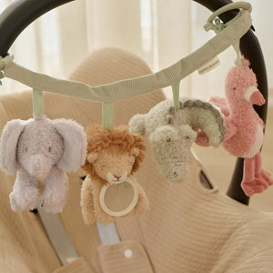 Interaktives Spielzeug zum Aufhängen für den Kinderwagen/Autositz – Safari Friends